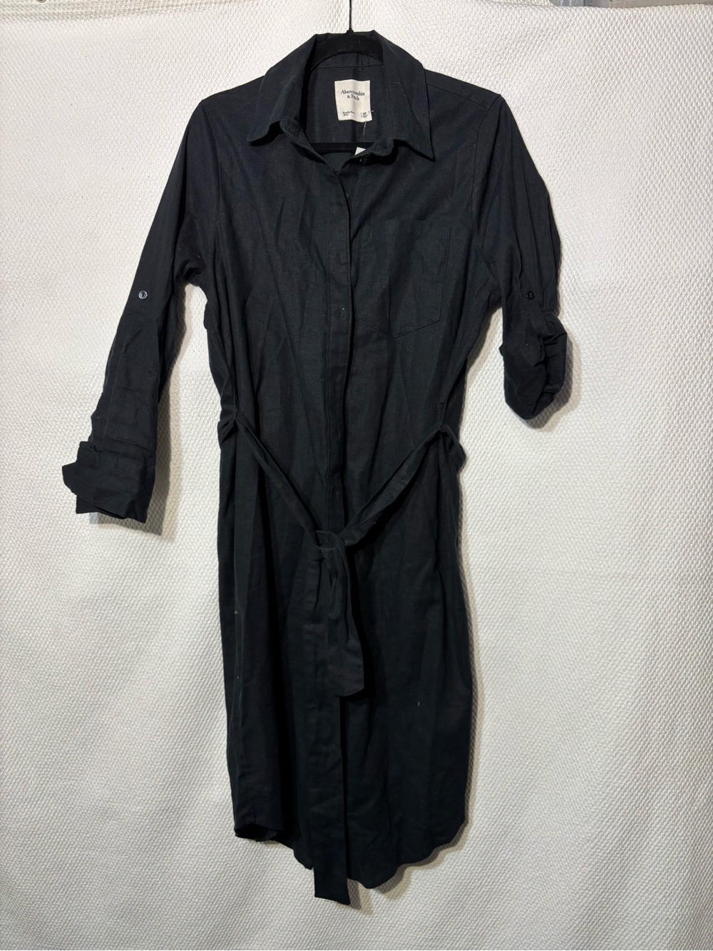 ABERCROMBIE & FITCH Sz MP Shirt Dress with Tie Belt Tulip Hem Roll Tabs NEW